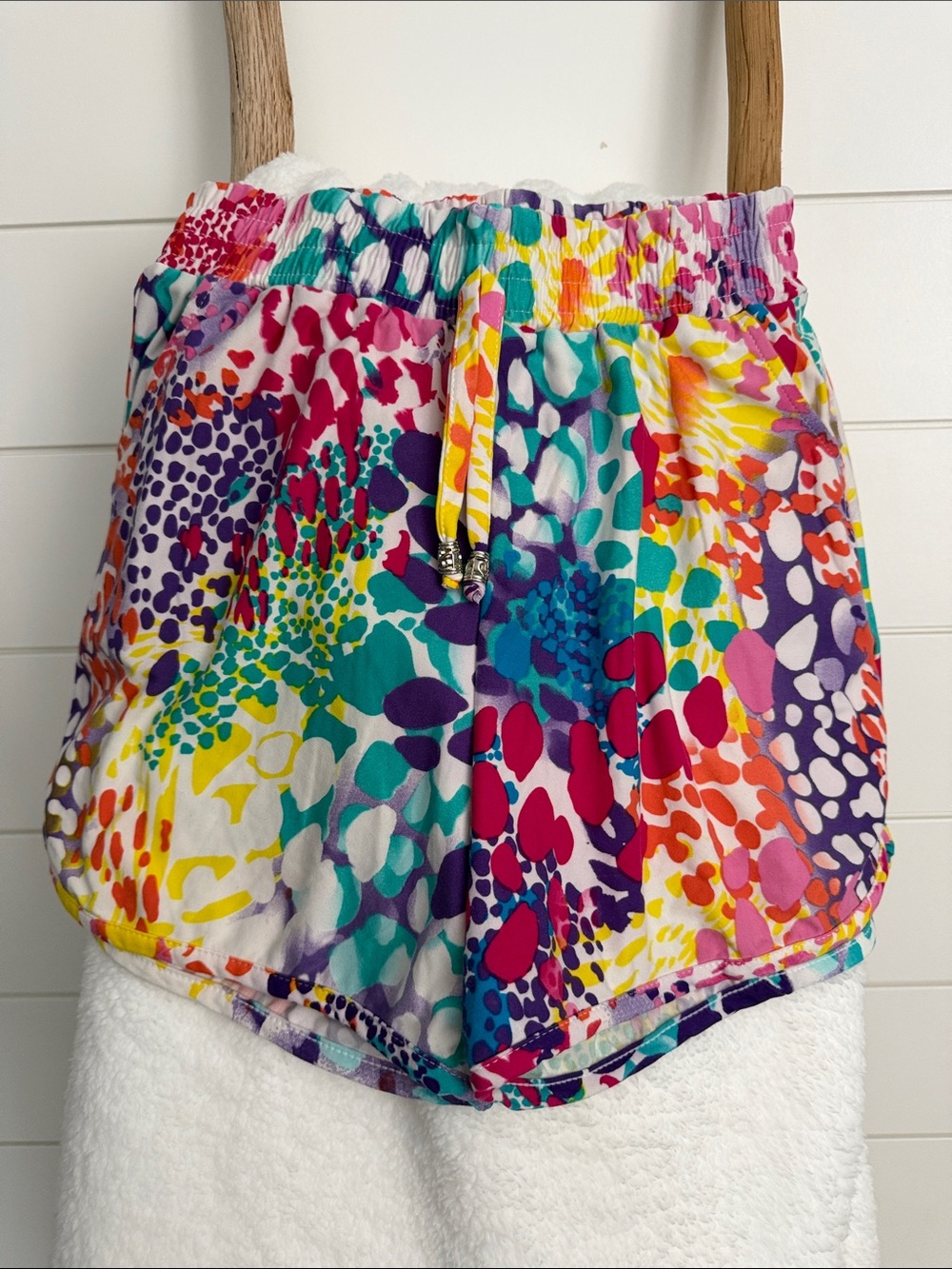 Colorful Multicolor Printed Elastic Waist Shorts